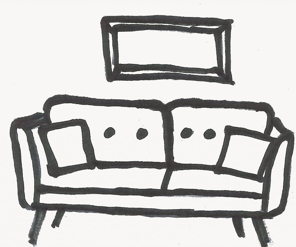 Billede af sofaen i det første hjem